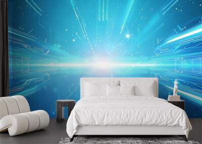 blue tech abstract background Wall mural