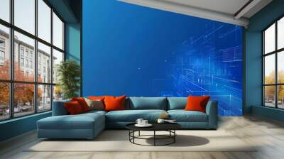 blue tech abstract background Wall mural