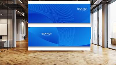 set of banners with abstract blue wave gradient background for business Wall mural