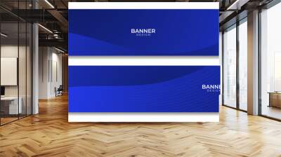 set of banners with abstract navy blue wave gradient background for business Wall mural