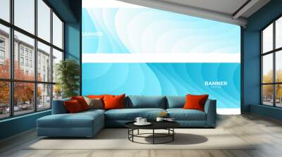 set of light blue wave banner background Wall mural