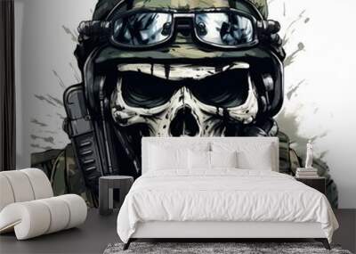 skull army art illustration Wall mural