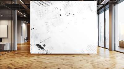 white pop art background with black grunge halftone texture Wall mural