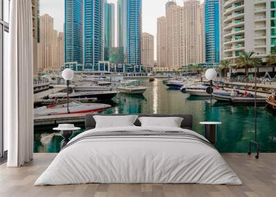 Dubai Marina in a summer day, UAE Wall mural