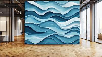 Abstract wavy blue lines pattern, modern background design
 Wall mural