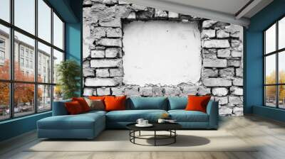 Grungy brick wall with a rough opening, urban texture background
 Wall mural