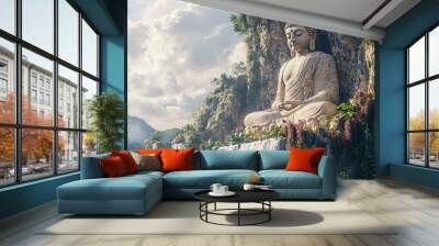 bodhisattva lord buddha statue monk meditating buddhism culture religion Wall mural