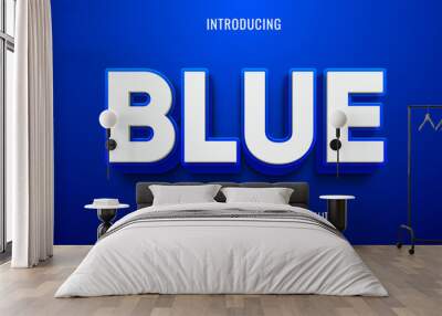 Editable blue text effect with 3d style Wall mural