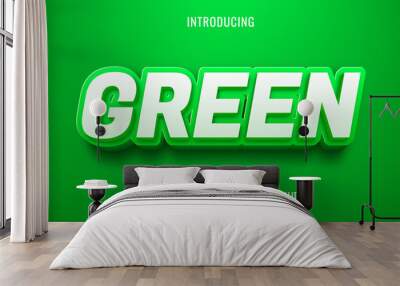 Editable green text effect with 3d style Wall mural