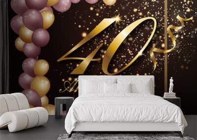 40 year anniversary celebration background banner design with luxury decoration. Vector illustration Wall mural