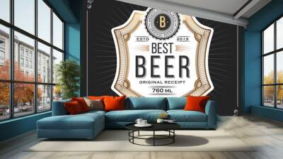 Classic vintage frame for beer labels banner Wall mural