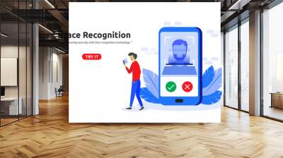 Face recognition technology concept modern flat design Wall mural