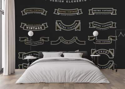 Set of Retro Vintage Ribbon Design Elements Wall mural