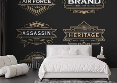 Vintage line frame design for label and banner Wall mural