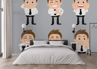 Set of businessman characters in different poses Wall mural