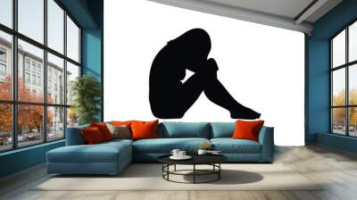 Sad women vector silhouette Wall mural