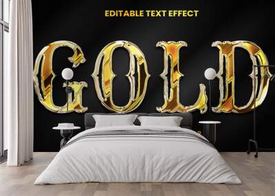 3d luxury gold classic shiny text style effect template editable text effect Wall mural