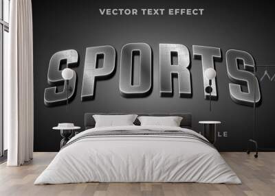 sports gym with silver graphic style editable text effect Wall mural