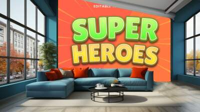 super hero Comic Cartoon tittle 3D Editable text Effect Style Wall mural