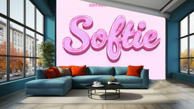 transparent softie pink graphic style editable text effect Wall mural