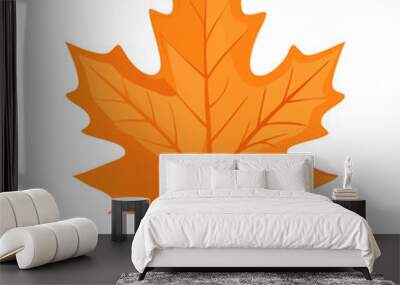 Single vibrant autumn maple leaf with intricate veins, isolated Wall mural