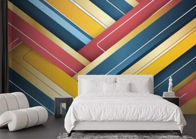 Lavish Layers: Dark Yellow, Red, and Gold Line Design Wall mural