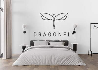 Dragonfly line logo design template Wall mural