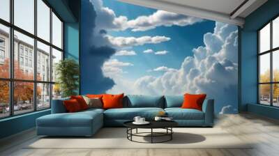 blue sky and clouds, blue sky white clouds  Wall mural