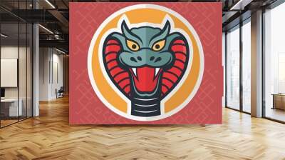 chinese new years iconic that combines a fierce snake head and chinese elemen Wall mural