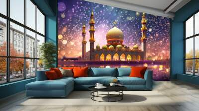 mosque at night bokeh background Wall mural