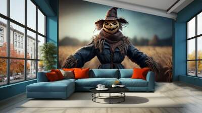 Scarecrow in realistic goblin shape, Halloween

 Wall mural