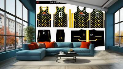 basketball jersey pattern design template. Abstract pattern background for basketball uniform, basketball sumblimation, bicycle, e-sport, basketball, soccer, Fabric pattern, Sport background, Vector,  Wall mural