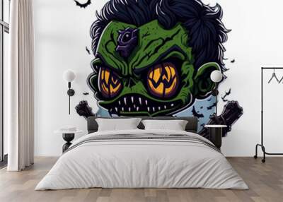 Zombie Cartoon Illustration PNG Transparent Background Wall mural