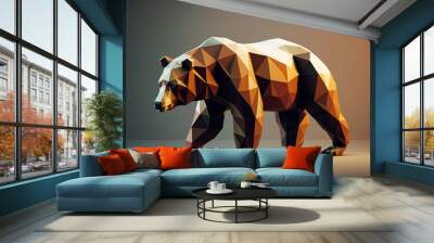 Bear animal geometric design illustration image Ai generated art Wall mural