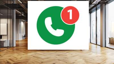 Phone icon, one missed call sign, flat trendy style illustration on white background..eps Wall mural