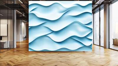 Three dimensional render of blue wavy pattern Wall mural