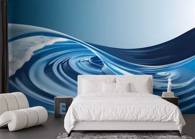 A vibrant blue wave crashing in clear water, capturing the essence of ocean beauty and movement. Wall mural