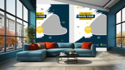 Holiday travel tourism social media stories square flyer post template design Wall mural