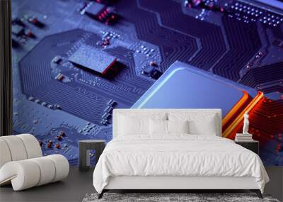 Electronic circuit board close up. Wall mural