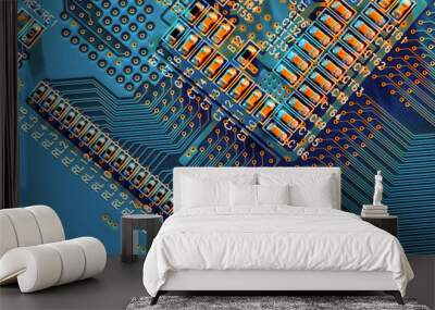 Electronic circuit board close up. Wall mural