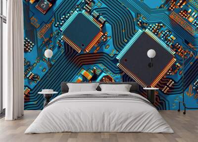 Electronic circuit board close up. Wall mural