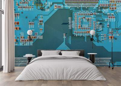 Electronic circuit board close up. Wall mural