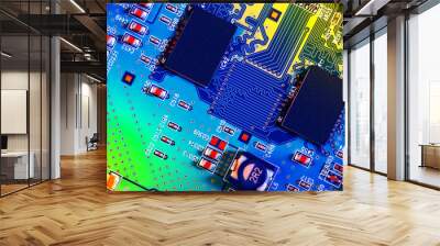 Electronic circuit board close up.	 Wall mural