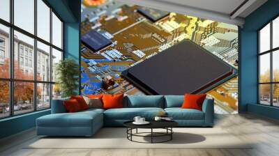 Electronic circuit board close up. Wall mural