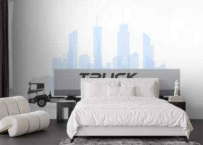 Industrial transport logistics with container truck vector Wall mural