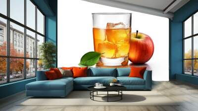 Glass of apple juice isolated on white backgroun. Wall mural