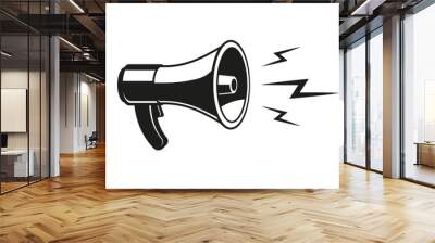 megaphone or loudspeaker with lightnings symbol of noise isolated on white background. vector illust Wall mural