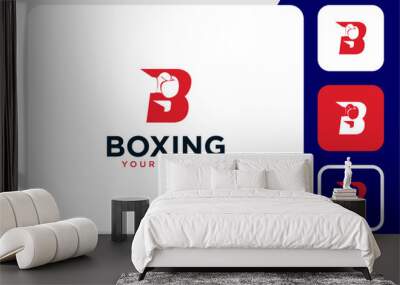 team logo design with boxing gloves and letter b Wall mural