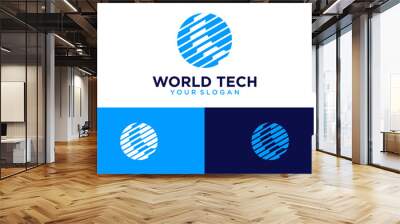 world logo design with technology Wall mural