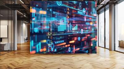 Colorful Data Analytics and Graphs Technology Interface Wall mural